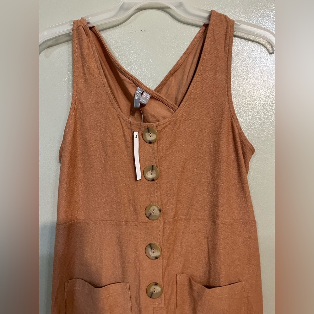 ASOS Women's Rusty Jumpsuit with Button Detail Wide Leg 100% Cotton Crop 8 NWT - Picture 6 of 15